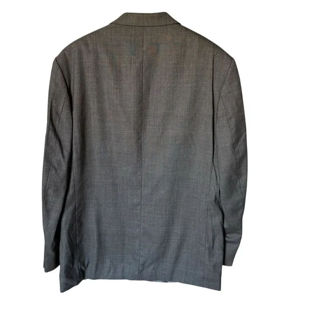 Vtg Oscar de la Renta Men’s Gray Wool Cashmere Button Blazer Size 42R Glen Plaid - Picture 2 of 7